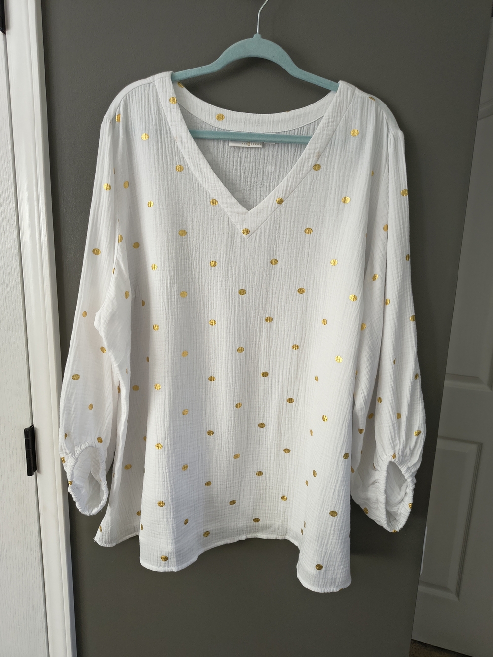 Belle Beach by Kim Gravel Beach Club Cotton Gauze Gold Dot Top.